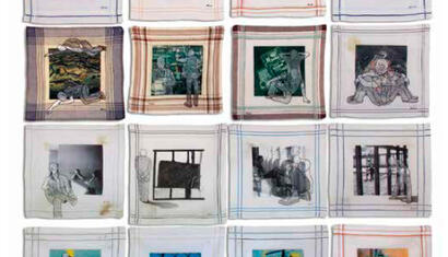 Ángel Delgado Different Series. 2007-2011. Impreisón digital, lapicero y lápiz de cera sobre pañuelo. 38 x 35 cm. c/u.